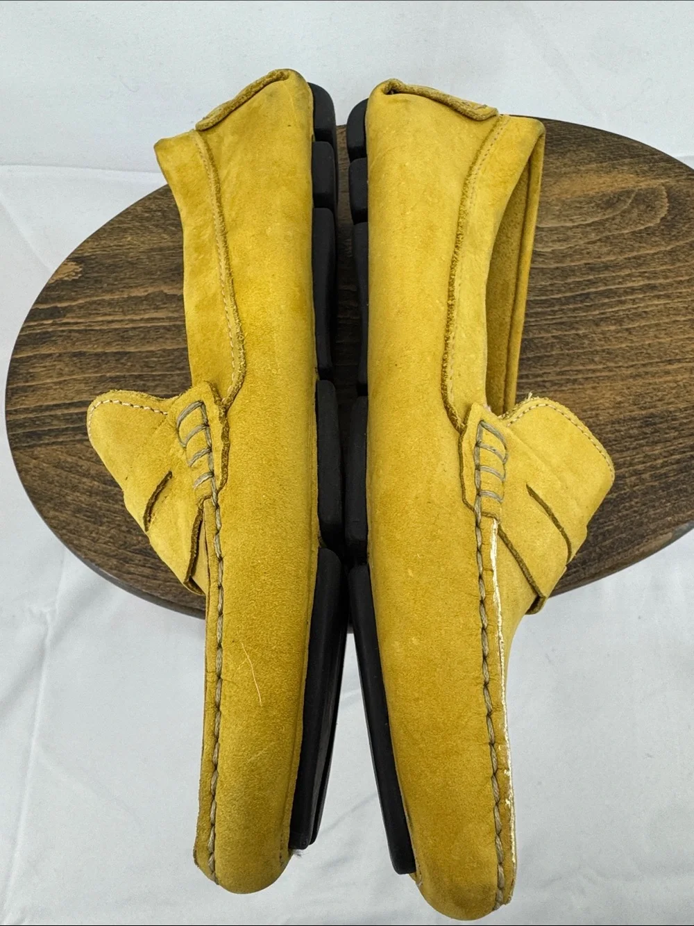 Massimo Matteo Firenze Womens Yellow Leather Driving Mocs Penny Loafers, 7